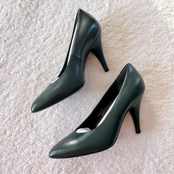 NIB Authentic Gucci Limited Edition Point Toe Leather Pump Vintage Green 36.5 - Picture 2 of 8